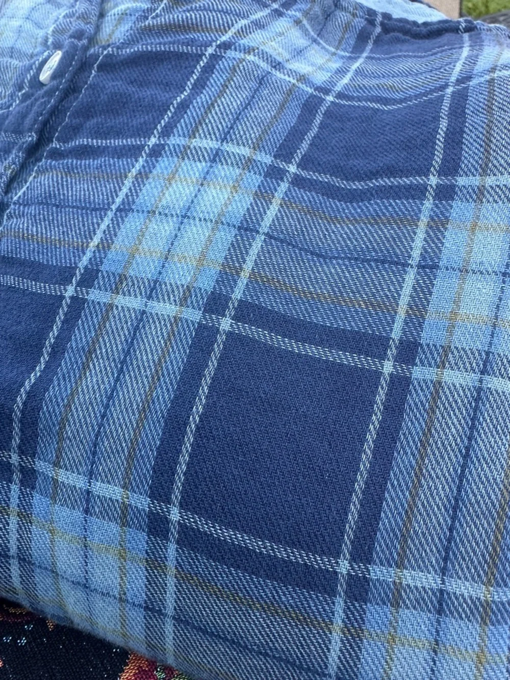 CP Shades Blue Yellow Plaid Cropped Boxy Drop Shoulder Cotton Button Down Top S - Picture 2 of 8